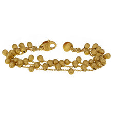 Load image into Gallery viewer, 14k Yellow Gold Triple Cable Link Chain Satin Bead Charm Bracelet
