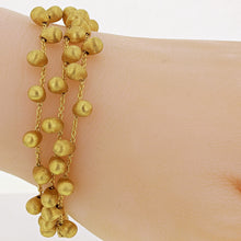 Load image into Gallery viewer, 14k Yellow Gold Triple Cable Link Chain Satin Bead Charm Bracelet