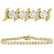 Load image into Gallery viewer, 14k Yellow Gold 6ctw Diamond Wavy Bar Link Tennis Bracelet