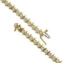 Load image into Gallery viewer, 14k Yellow Gold 6ctw Diamond Wavy Bar Link Tennis Bracelet