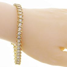 Load image into Gallery viewer, 14k Yellow Gold 6ctw Diamond Wavy Bar Link Tennis Bracelet