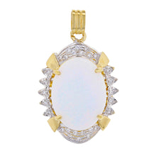 Load image into Gallery viewer, 14k Yellow Gold 1/3ctw Diamond &amp; White Opal Oval Pendant