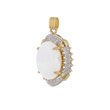 Load image into Gallery viewer, 14k Yellow Gold 1/3ctw Diamond &amp; White Opal Oval Pendant