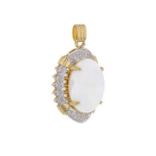 Load image into Gallery viewer, 14k Yellow Gold 1/3ctw Diamond &amp; White Opal Oval Pendant
