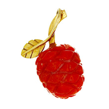Load image into Gallery viewer, 14k Yellow Gold Detailed Carved Coral Pineapple Leaf Pendant/Charm