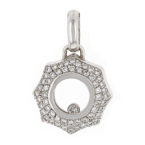 18k White Gold 0.49ctw Diamond Floating Octagon Pendant