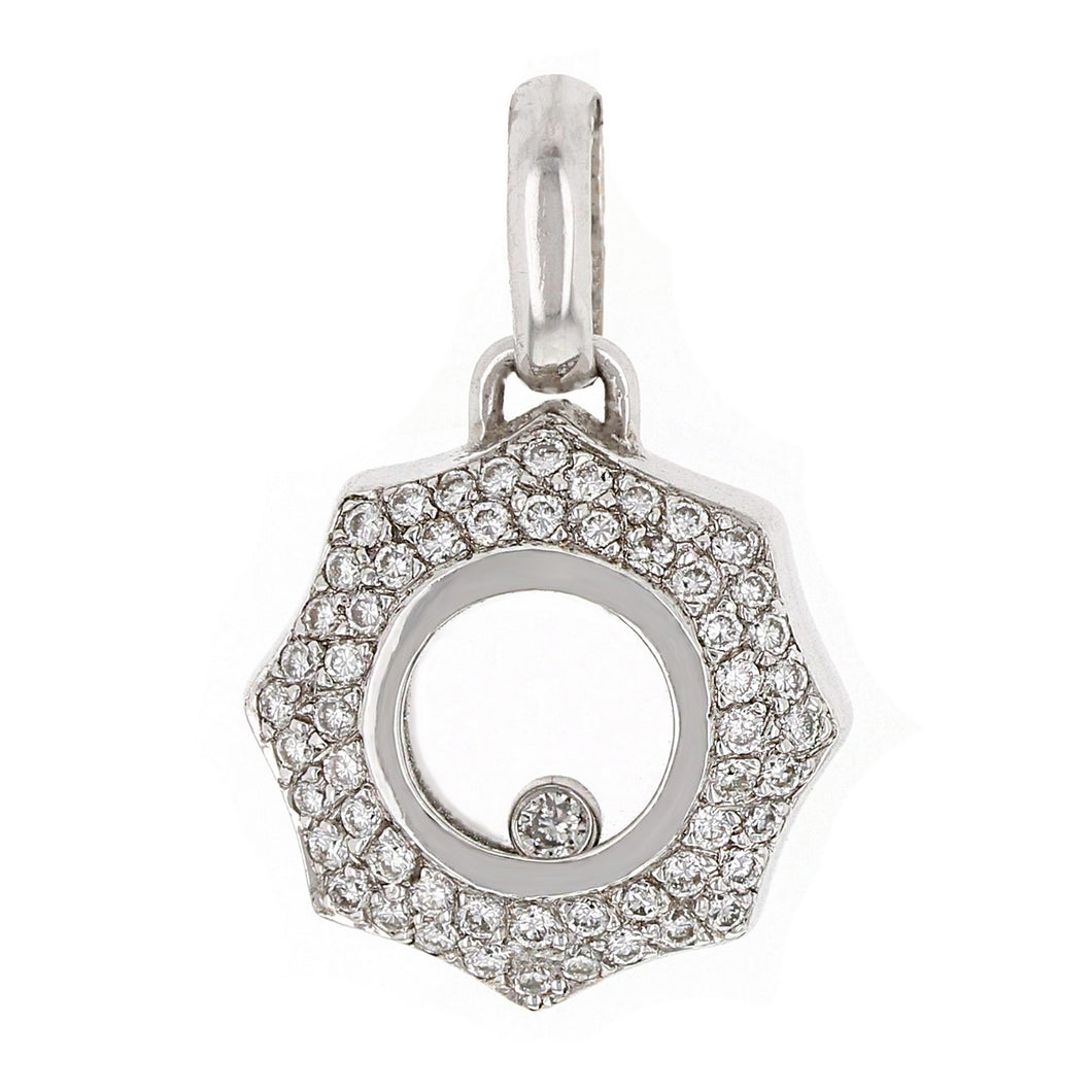 18k White Gold 0.49ctw Diamond Floating Octagon Pendant