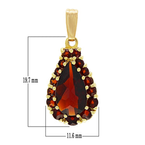 14k Yellow Gold 4.02ctw Red Garnet Halo Tear Drop Pendant