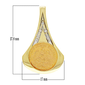 14k Yellow Gold 0.06ctw Diamond Mexican Pesos Coin Floating Pendant