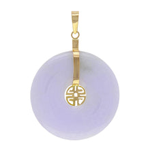 Load image into Gallery viewer, 14k Yellow Gold Lavender Jade Lucky Hololith Pendant