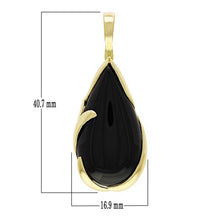 Load image into Gallery viewer, 14k Yellow Gold Pear Cabochon Black Onyx Drop Pendant w/ Hinged Bail