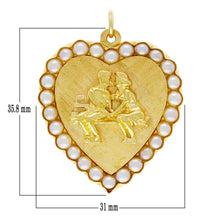 Load image into Gallery viewer, 14k Yellow Gold Freshwater White Pearl Romantic Love Couple Heart Pendant