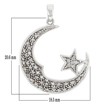 Load image into Gallery viewer, 10k White Gold 0.40ctw Diamond Pave Crescent Moon &amp; Star Pendant