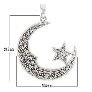 10k White Gold 0.40ctw Diamond Pave Crescent Moon & Star Pendant