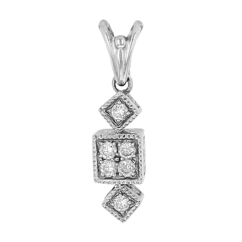 14k Yellow & White Gold 1/4ctw Diamond Deco Style Textured Pendant