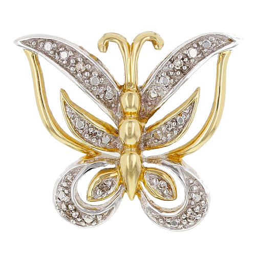 14k Yellow & White Gold 0.08ctw Diamond Lucky Butterfly Pendant
