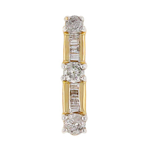 14k Yellow Gold 0.19ctw Brilliant & Baguette Cut Diamond Linear Pendant