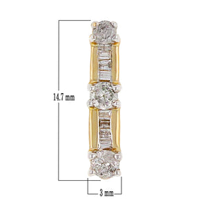 14k Yellow Gold 0.19ctw Brilliant & Baguette Cut Diamond Linear Pendant