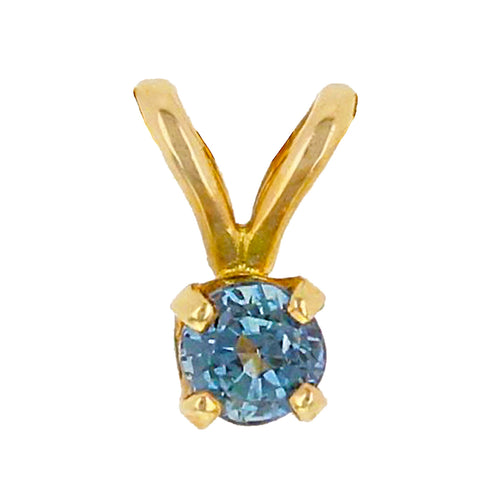 14k Yellow Gold 1/4ctw London Blue Topaz Solitaire Petite Double Bail Pendant