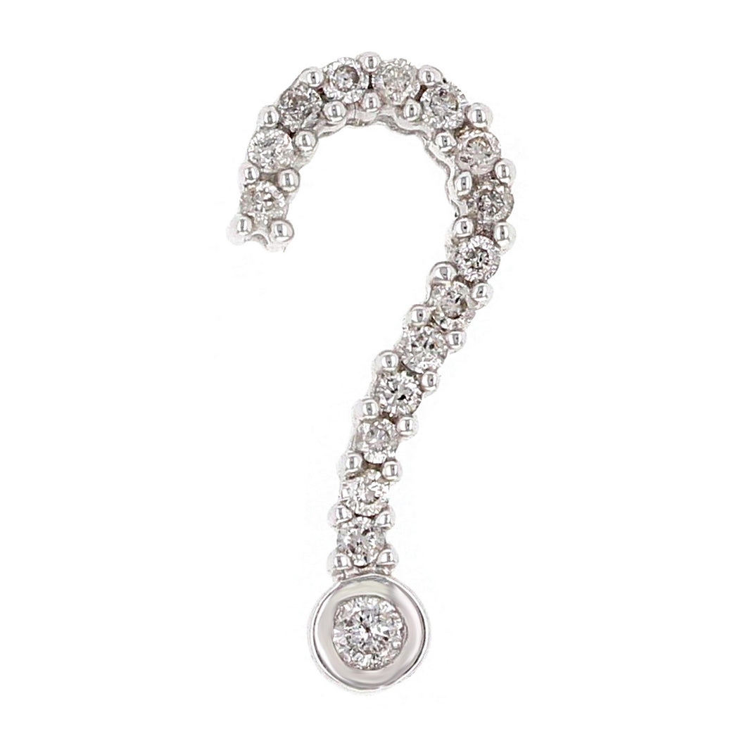 14k White Gold 1/4ctw Diamond Question Mark Shaped Floating Pendant