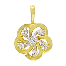 Load image into Gallery viewer, 10k Yellow Gold 0.10ctw Diamond Encrusted Floral Swirl Pendant