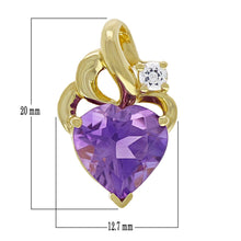 Load image into Gallery viewer, 10k Yellow Gold 4.13ctw Amethyst &amp; Colorless Quartz Ribbon Heart Pendant