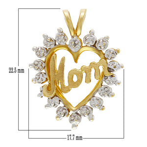 14k Yellow Gold 0.01ctw Diamond Accent MOM Design Heart Pendant