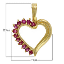 Load image into Gallery viewer, 14k Yellow Gold 0.48ctw Round Ruby Scrolling Ribbon Heart Pendant