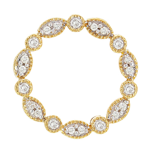 14k Yellow Gold 1/2ctw Diamond Circle Eternity Love Floating Pendant