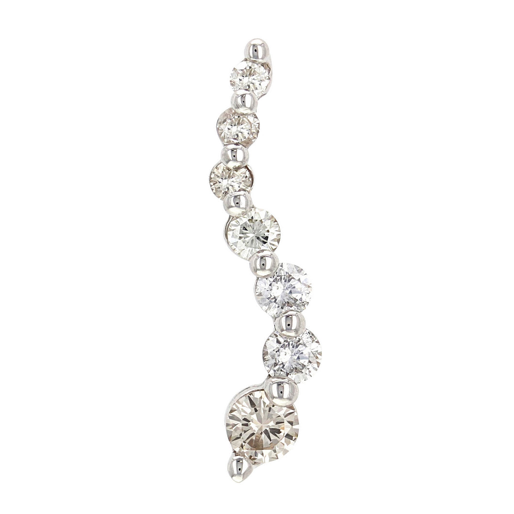 14k White Gold 0.40ctw Diamond Wavy Linear Invisible Pendant
