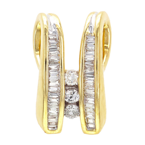 14k Yellow Gold 1/2ctw Diamond Double Channel Slide Pendant