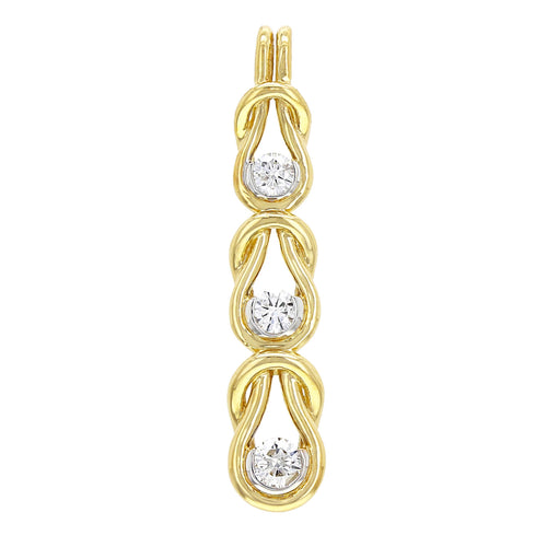 14k Yellow Gold 0.65ctw Diamond Anniversary Past, Present, Future Pendant