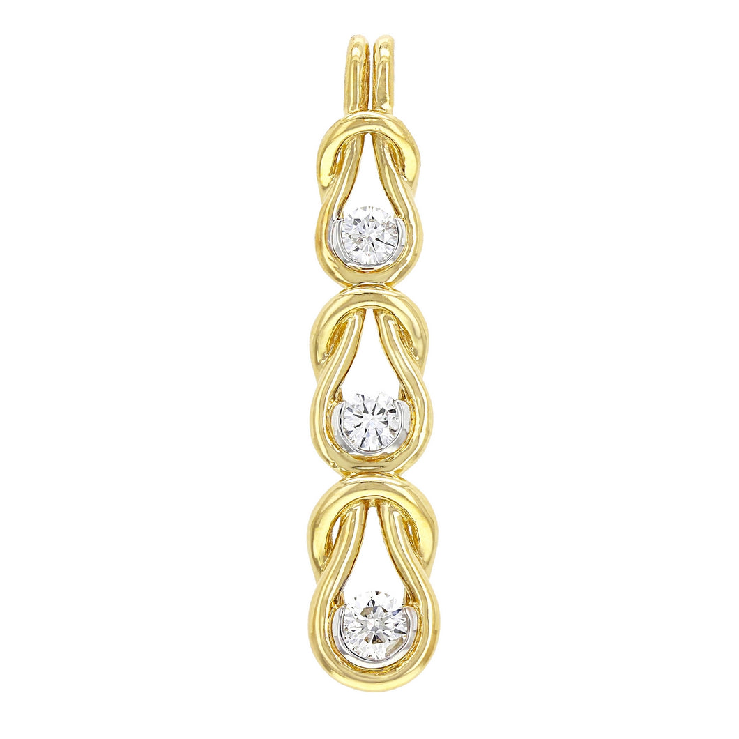 14k Yellow Gold 0.65ctw Diamond Anniversary Past, Present, Future Pendant