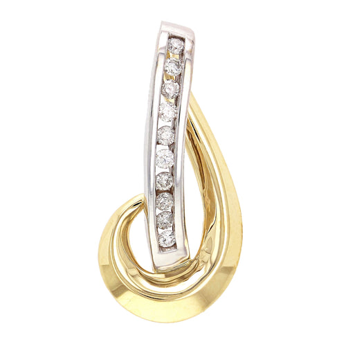 14k Yellow & White Gold 0.65ctw Diamond Channel Swirl Slide Pendant