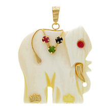 Load image into Gallery viewer, 14k Yellow Gold White Elephant Multi Colored Gemstone Accent Pendant