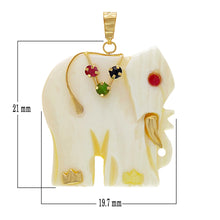 Load image into Gallery viewer, 14k Yellow Gold White Elephant Multi Colored Gemstone Accent Pendant
