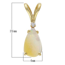 Load image into Gallery viewer, 14k Yellow Gold Pear Shaped White Opal and Diamond Accent Double Bail Pendant