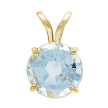 Load image into Gallery viewer, 14k Yellow Gold 2.40ctw Blue Topaz Round Solitaire Double Bail Pendant