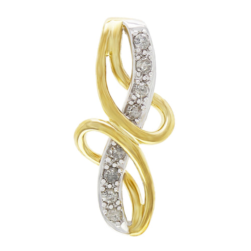 10k Yellow Gold 0.15ctw Brilliant Cut Diamond Ribbon Floating Pendant