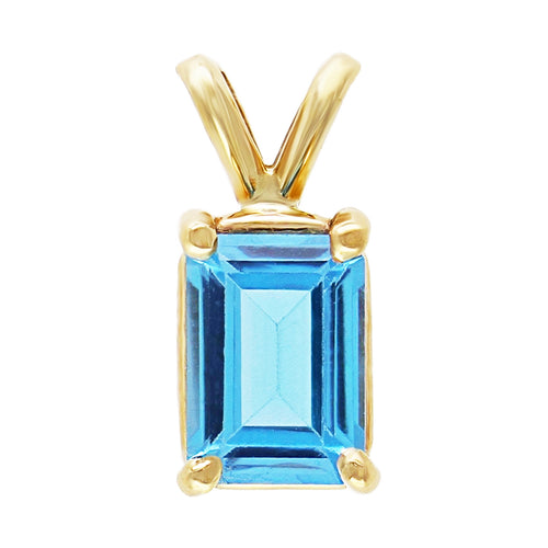 14k Yellow Gold 0.86ctw Blue Topaz Solitaire Double Bail Pendant