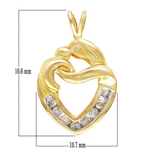 Load image into Gallery viewer, 10k Yellow Gold 0.17ctw Diamond Mother &amp; Child Detail Heart Pendant