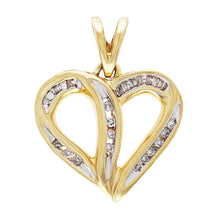 Load image into Gallery viewer, 10k Yellow Gold 0.12ctw Diamond Open Heart Double Bail Pendant
