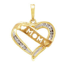 Load image into Gallery viewer, 10k Yellow &amp; Rose Gold 0.10ctw Diamond MOM Heart Pendant
