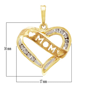 10k Yellow & Rose Gold 0.10ctw Diamond MOM Heart Pendant