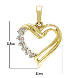 10k Yellow Gold 0.08ctw Diamond Ribbon Heart Pendant