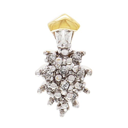 10k Yellow Gold 0.10ctw Diamond Cluster Burst Petite Floating Pendant