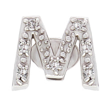 Load image into Gallery viewer, 10k White Gold 0.06ctw Diamond Pave Personalized &quot;M&quot; Initial Slide Pendant