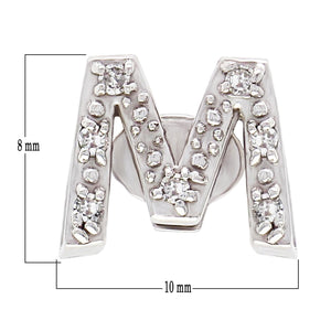 10k White Gold 0.06ctw Diamond Pave Personalized "M" Initial Slide Pendant