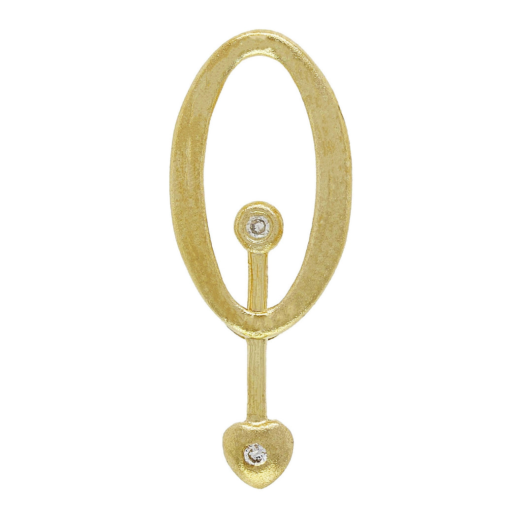 14k Yellow Gold  Sparkling White Crystal Lucky Swing Pendulum Pendant