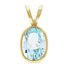 Load image into Gallery viewer, 14k Yellow Gold 1.65ctw Oval Blue Topaz Bezel Solitaire Pendant